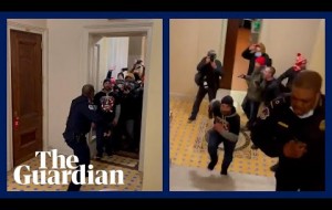 Pro-Trump mob chases lone Black police officer up stairs in Capitol