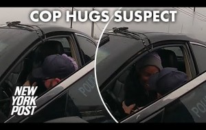 Touching bodycam footage shows cop hugging scared suspect after chase